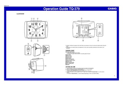Casio TQ-379 Clock Operation Guide - cover page