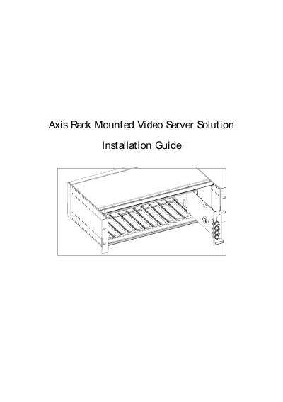 Axis 2400/2401 Rack Mounted Video Server Solution Installation Guide - cover page