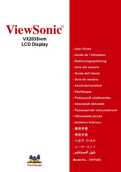 ViewSonic VX2035wm LCD Display User Guide - cover page