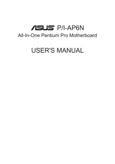 ASUS P/I-AP6N Motherboard User Manual - cover page