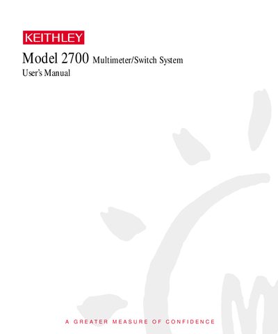 Keithley 2700 Multimeter/Switch System User Manual - cover page