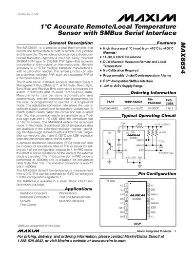 Maxim MAX6654 Datasheet - cover page