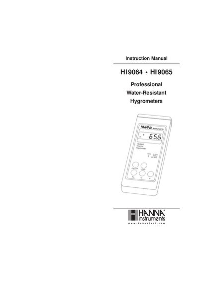 HANNA Instruments HI 9064/HI 9065 Hygrometer Instruction Manual - cover page
