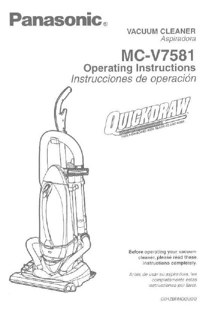 Panasonic MC-V7581 Vacuum Cleaner Operating Instructions - cover page