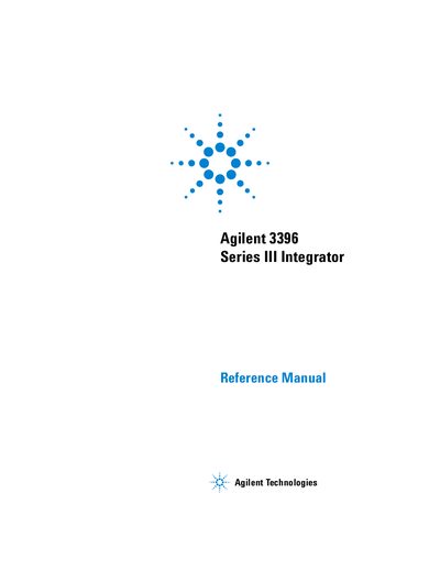 Agilent 3396 Series III Integrator Reference Manual - cover page