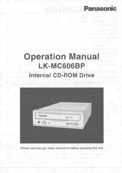 Panasonic LK-MC606BP Internal CD-ROM Drive Operation Manual - cover page