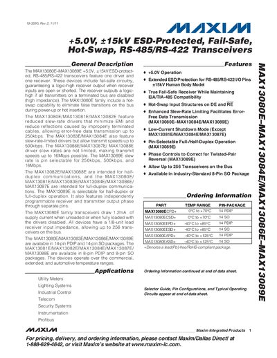 MAXIM MAX13080E MAX13084E/MAX13086E MAX13089E handbook - cover page
