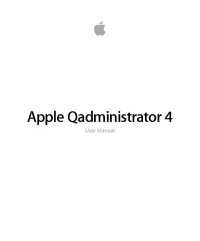 Apple Qadministrator 4 User Manual - cover page