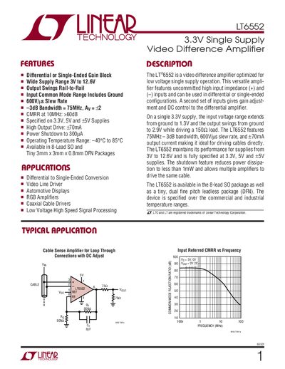Linear Technology LT6552 Datasheet - cover page