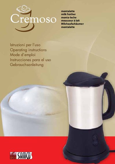 Samco Montalatte Milk Frother User Manual - cover page