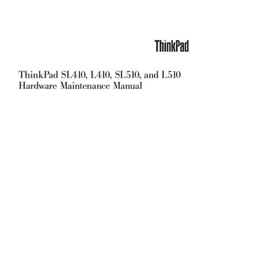 Lenovo ThinkPad SL410 L410 SL510 L510 Hardware Maintenance Manual - cover page