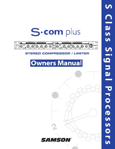 Samson S-com plus Stereo Compressor/Limiter User Manual - cover page