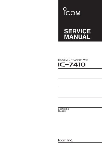 Icom IC-7410 HF/50 MHz Transceiver Service Manual - cover page