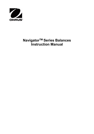 OHAUS Navigator Series Balances Instruction Manual - cover page