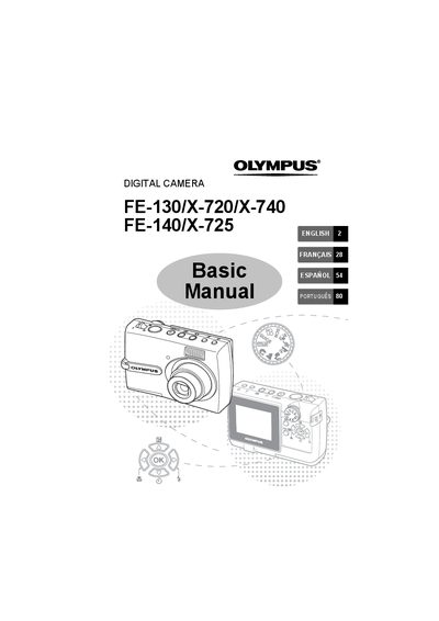 Olympus FE-130/X-720/X-740/FE-140/X-725 Digital Camera Basic Manual - cover page