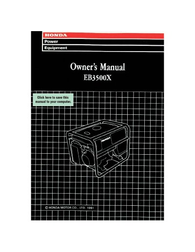 HONDA E3500 GENERATOR user manual - cover page