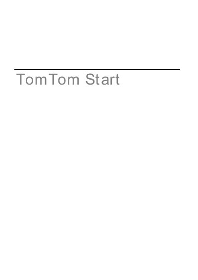 TomTom Start Navigation Device User Manual - cover page