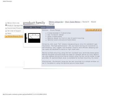 Anders Electronics Acclaim Stock Range Product Leaflet - cover page