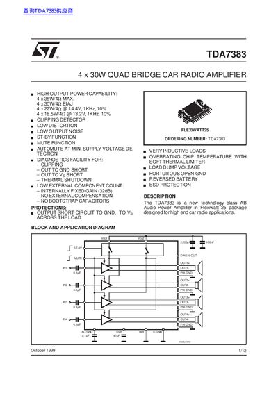 STMicroelectronics TDA7383 Datasheet - cover page