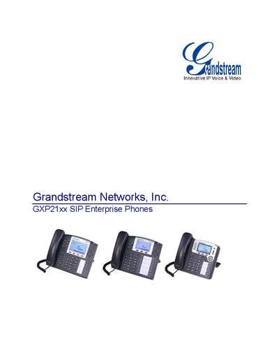 Grandstream GXP21xx SIP Enterprise Phones User Manual - cover page