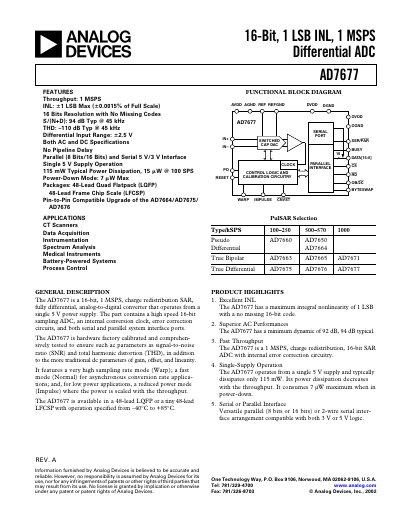 Analog Devices AD7677 Datasheet - cover page