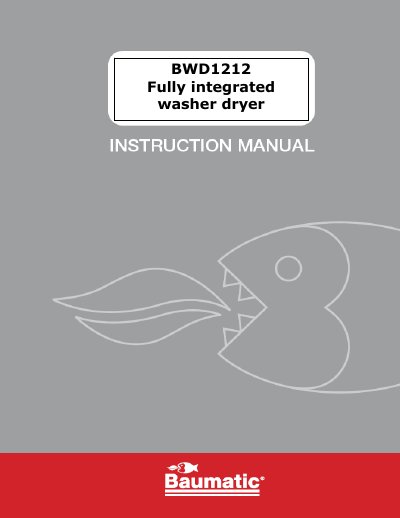 Baumatic BWD1212 Fully Integrated Washer Dryer User Manual - cover page