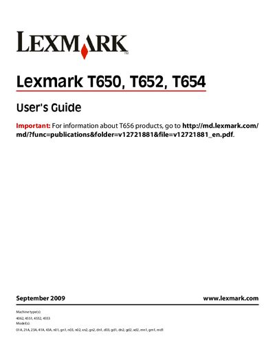 Lexmark T650/T652/T654 User Manual