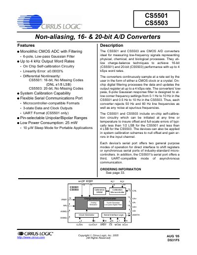 Cirrus Logic CS5501/CS5503 Datasheet - cover page