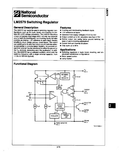 National Semiconductor LM2579 Switching Regulator Datasheet - cover page