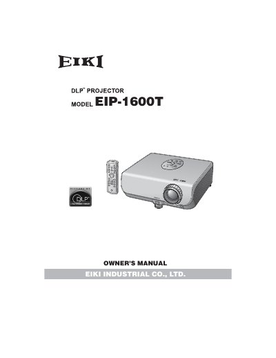 EIKI EIP-1600T DLP Projector Owner's Manual - cover page