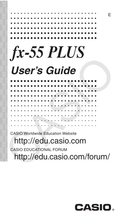 Casio FX-55 PLUS Calculator User's Guide - cover page
