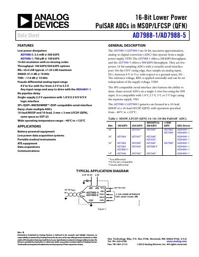 Analog Devices AD7988-1/AD7988-5 Datasheet - cover page