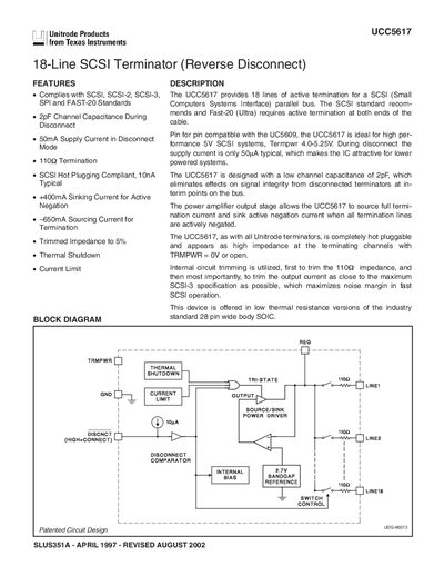 Unitrode UCC5617 18-Line SCSI Terminator Datasheet - cover page