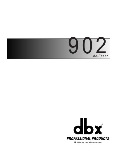 dbx 902 De-Esser User Manual - cover page