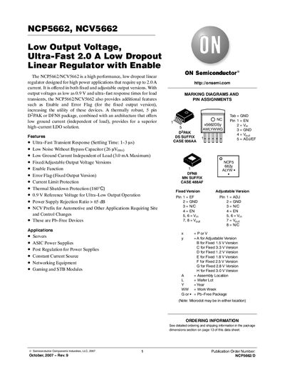 ON Semiconductor NCP5662/NCV5662 Datasheet - cover page
