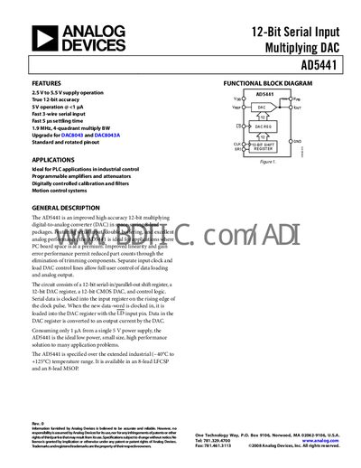 Analog Devices AD5441 Datasheet - cover page