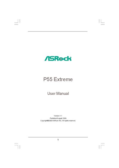 ASRock P55 Extreme Motherboard User Manual - cover page