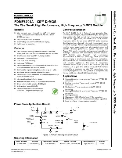 Fairchild Semiconductor FDMF6704A XS DrMOS Module Datasheet - cover page