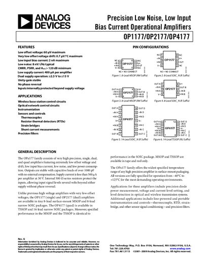 Analog Devices OP1177/OP2177/OP4177 Datasheet - cover page