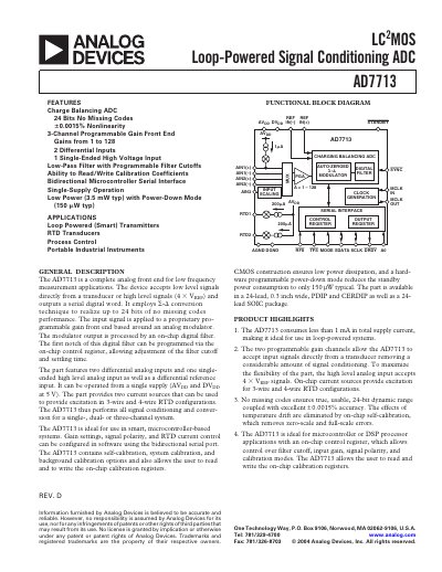 Analog Devices AD7713 Datasheet - cover page