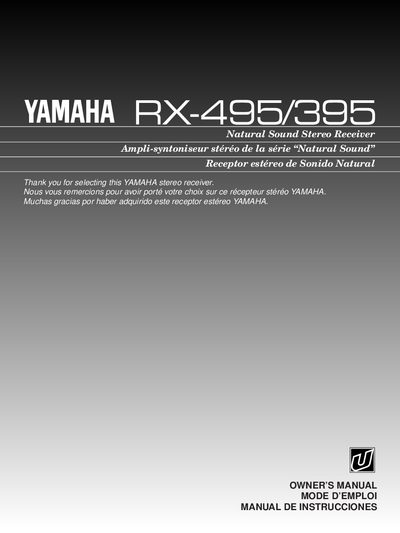 Yamaha RX-495/395 Stereo Receiver Owner's Manual - cover page