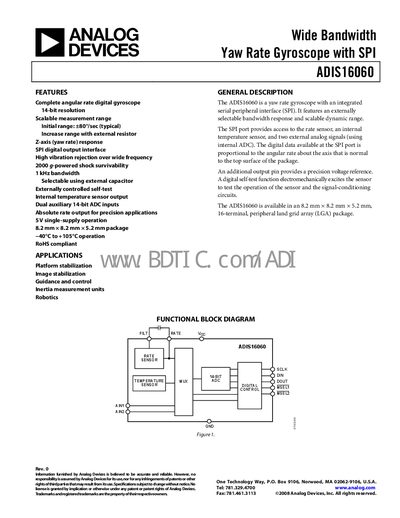 Analog Devices ADIS16060 Datasheet - cover page