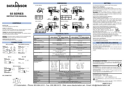 Datasensor S5 Series Infrared Sensor Instruction Manual - cover page