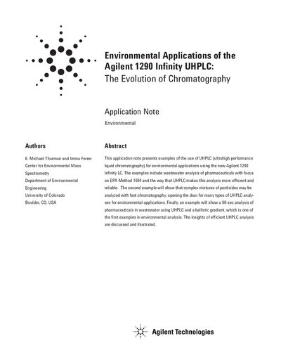 Agilent 1290 Infinity UHPLC Environmental Applications Application Note
