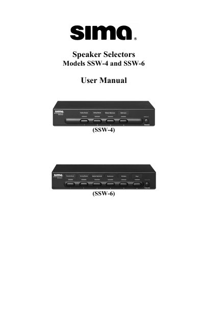 Sima SSW-4 and SSW-6 Speaker Selectors User Manual - cover page