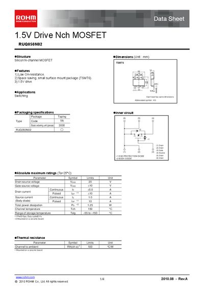 ROHM RUQ050N02 Manual - cover page