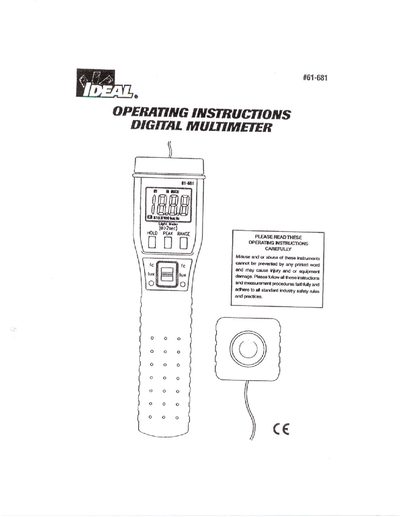 IDEAL 61-681 Digital Light Meter Instructions1 - cover page