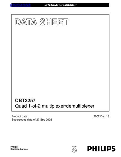 Philips CBT3257 Quad 1-of-2 Multiplexer/Demultiplexer Product Data Sheet - cover page