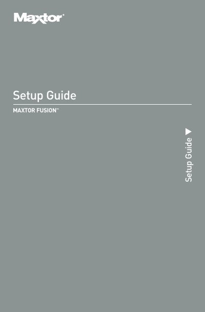 Maxtor Fusion Setup Guide - cover page