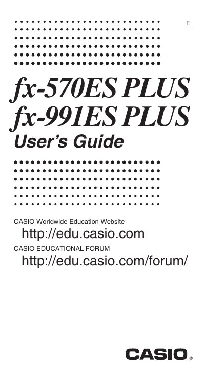 Casio fx-570ES PLUS/fx-991ES PLUS User's Guide - cover page